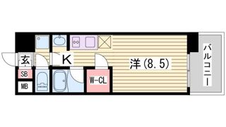 アスヴェル神戸駅前の間取り画像