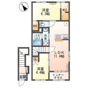 袋原アパート2期新築工事の間取り画像