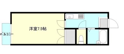 ロイヤルハイツA棟 2階1Kの間取り画像