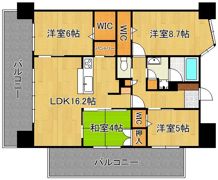 グランドパレス黒崎マークスタワー 1207号室の間取り画像
