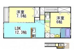 Y.A.F.国富ⅢB棟の間取り画像