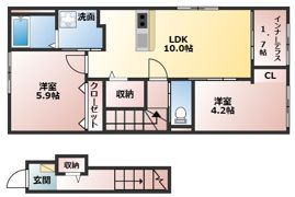 （仮称）湖南市三雲新築アパートA棟の間取り画像