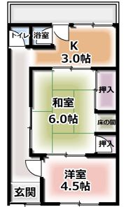 門真市三ツ島1丁目貸家（西）の間取り画像