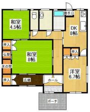 白石戸建て借家の間取り画像