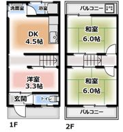 門真市岸和田1丁目テラスハウスの間取り画像