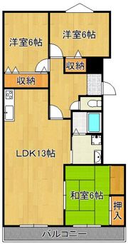 リヴィエール折尾II406の間取り画像