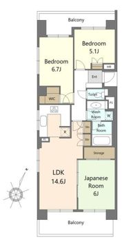 横浜伊勢佐木南パークホームズの間取り画像