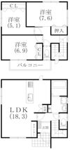 大平台戸建て新築3棟の間取り画像