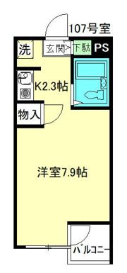 北町マンションK－1の間取り画像