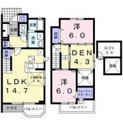 オ－ク・サンセ－ルB棟の間取り画像