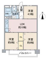 西一社第二団地102棟607号の間取り画像