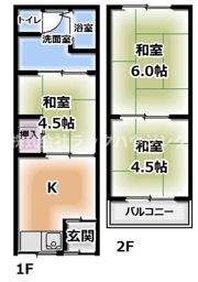門真市野里町端貸家の間取り画像