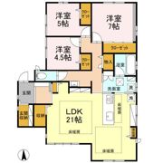北斎院戸建（平屋）の間取り画像