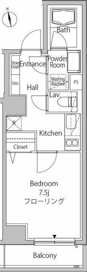 カーサスプレンディッド麻布十番駅前の間取り画像