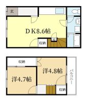 山科区小山北溝町貸家の間取り画像