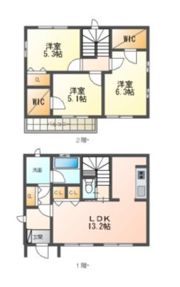 木賀本郷町西賃貸戸建の間取り画像