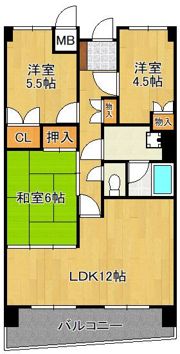 パレス下曽根駅南407号室の間取り画像