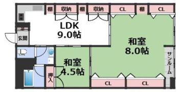 烏ヶ辻コーポの間取り画像