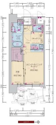 プレサンス江坂ベルフィーヌの間取り画像