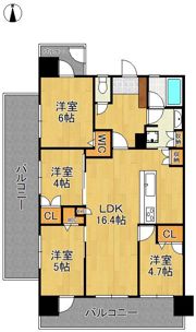 グランドパレス黒崎マークスタワー 1401号室の間取り画像