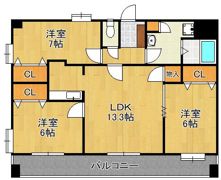 ニューリバー九工大駅前の間取り画像