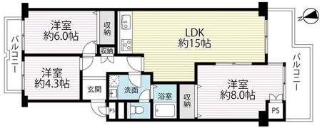 エバーグリーン鳰の浜 802号室の間取り画像