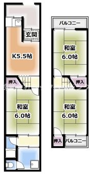 黒原旭町テラスハウスの間取り画像