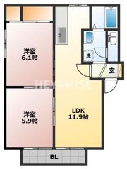 レーベンス富の原Bの間取り画像