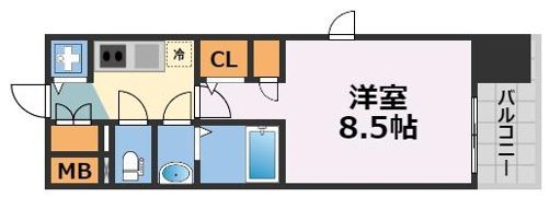 スワンズシティ心斎橋ルーノの間取り画像