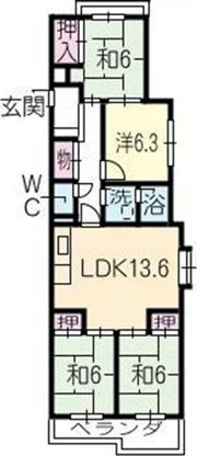 シャトー鹿子の間取り画像