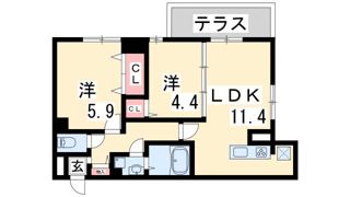 高倉山フラッツの間取り画像