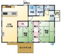 溝神貸家（いなもり）の間取り画像