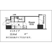エスリード難波ステーションゲート ノーステラスの間取り画像