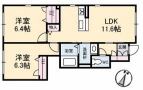 ヴィラ・ノーブル庭瀬の間取り画像