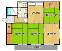 サンリバー三萩野 藤マンション601号の間取り画像