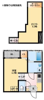 MODERN PALAZZO福田町B棟の間取り画像