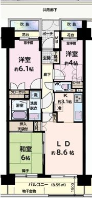 分譲賃貸 武蔵浦和パークホームズ ウエストコートの間取り画像