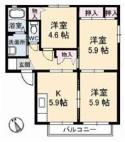 ディアス水畑 B棟の間取り画像