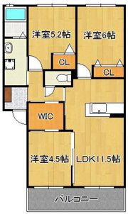 クラヴィエ三萩野 B棟の間取り画像