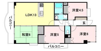 六軒家ロビンフラットの間取り画像