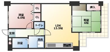 グランドール一里山の間取り画像