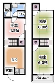 門真市岸和田3丁目テラスハウスの間取り画像
