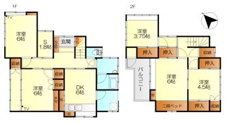 西川原石19番戸建ての間取り画像