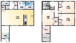 あわら市二面貸家の間取り画像