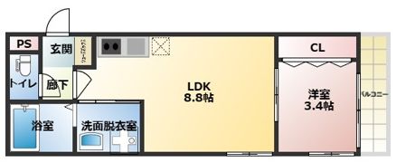 Cotto 九工大前の間取り画像