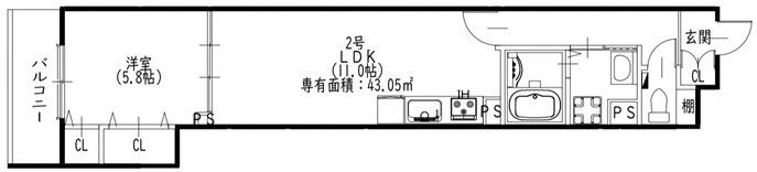 クリエオーレ私市の間取り画像