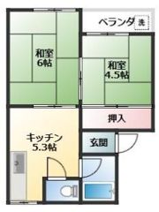 平和町 2Kの間取り画像