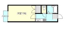 ロイヤルハイツA棟 2階1Kの間取り画像