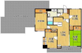 ライオンズマンション城野駅前 601号室の間取り画像