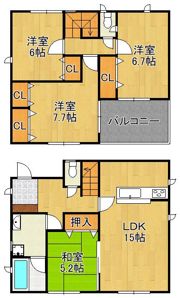 クレイドルガーデン遠賀町今古賀第6 2号棟の間取り画像